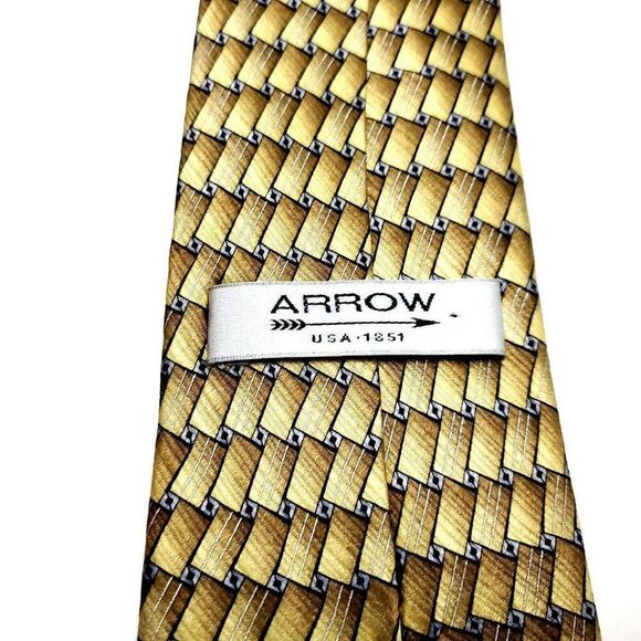 Arrow Silk Tie Print Geometric Tan Long‎ - Picture 3 of 6